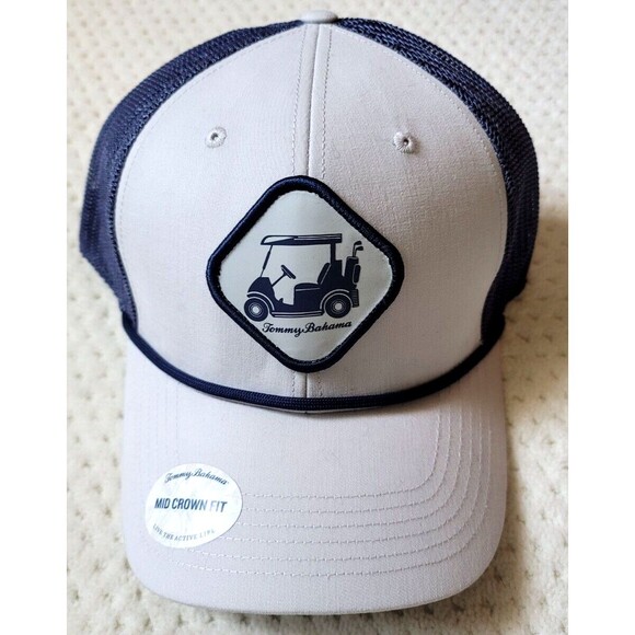 NWT TOMMY BAHAMA GOLF CART ROPE HAT cap gray blue trucker mesh snapback OSFM - Picture 2 of 6